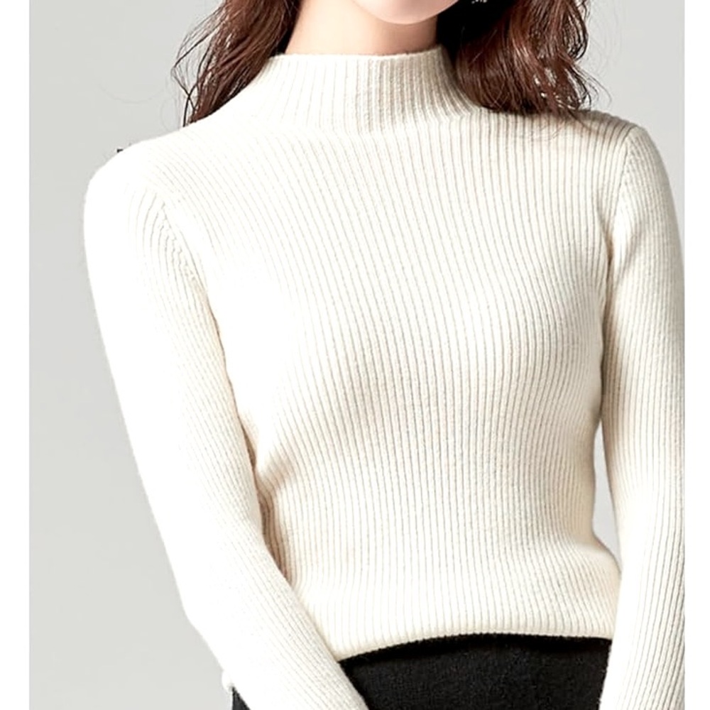 White Ribbed Sweater